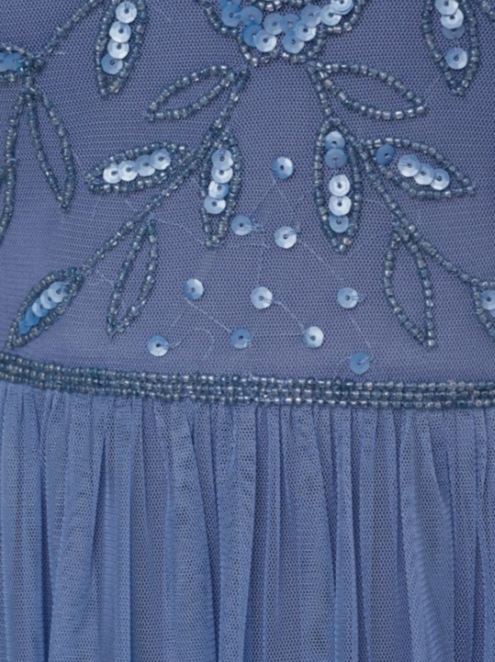 Papell Studio Beaded Mesh Shirred Gown French Blue Size 12 NWT Formal Evening - Picture 3 of 12